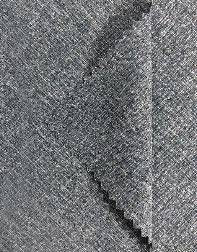 Recycled polyester mechanical stretch fabric